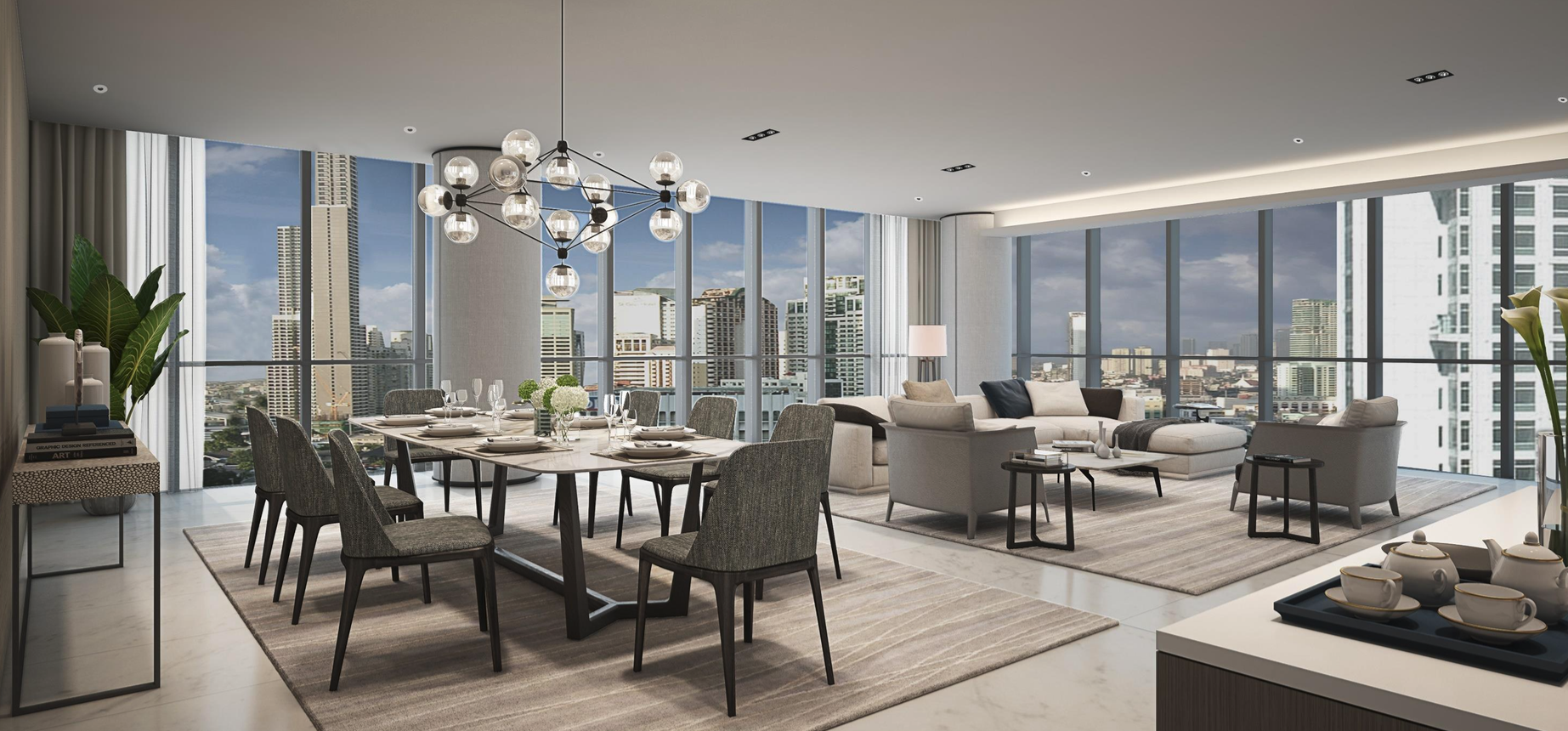 PCT+3BR+Glass+Suite+Corner+Living+and+Dining+Areas